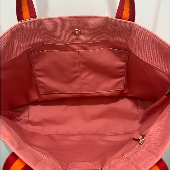 Coach Tote Bag Pink Canvass Double Handle - Picture 6 of 10